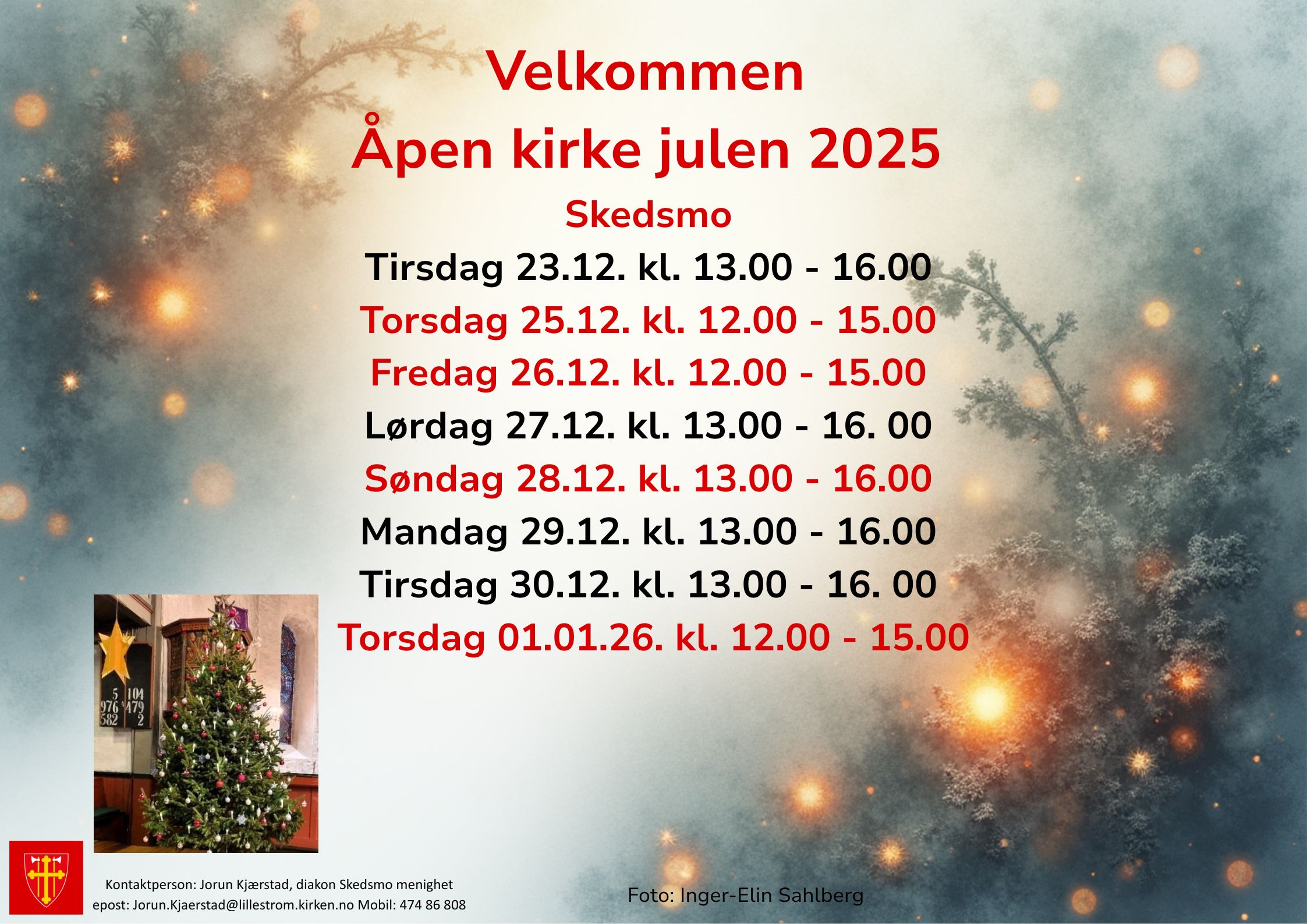 Åpen kirke, 2026-01-01T13:00:00, from 13.00 to 16.00